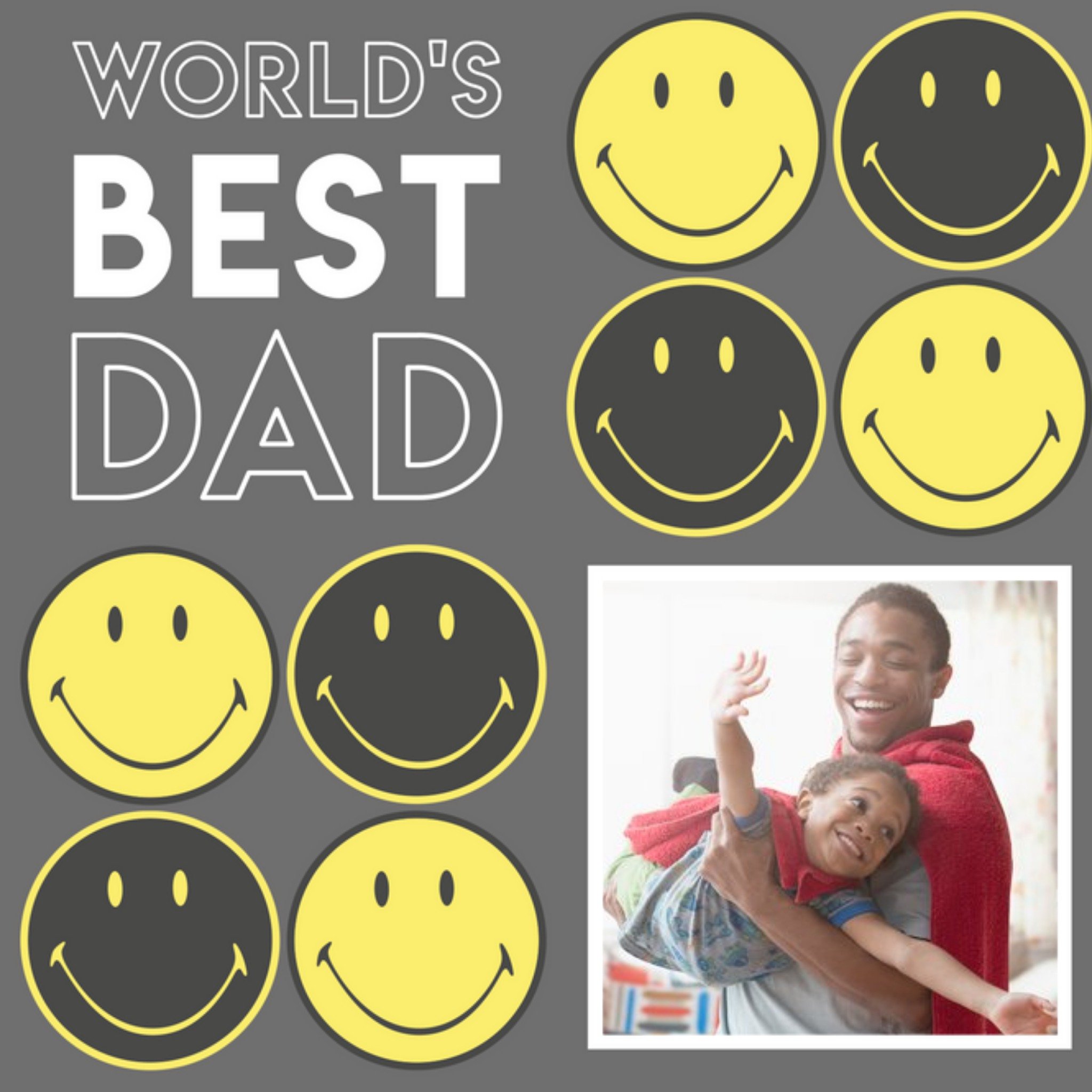 Moonpig Smiley World, World's Best Dad Photo Upload Father's Day Card, Large