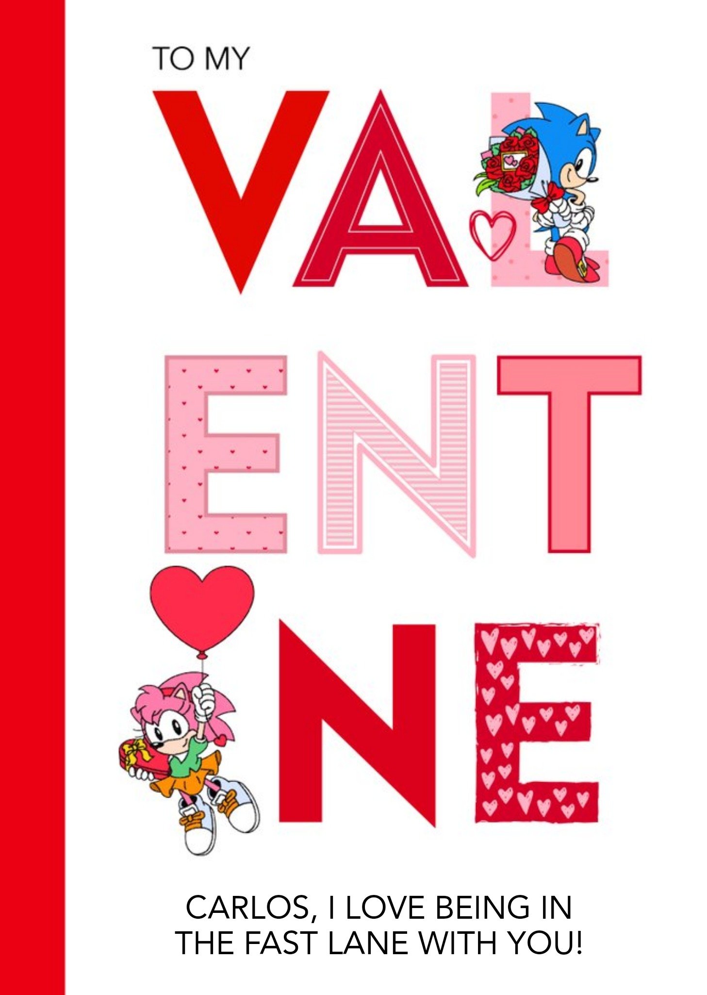 Sega Sonic To My Valentine I Love Being In The Fast Lane With You Card Ecard