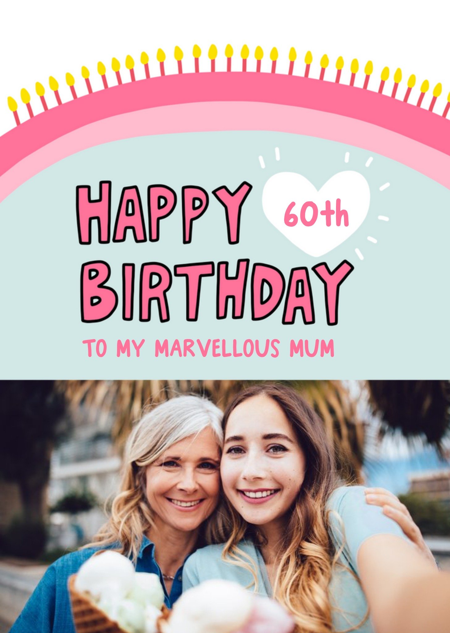 Fun Illustrated Marvellous Mum Photo Upload Birthday Card