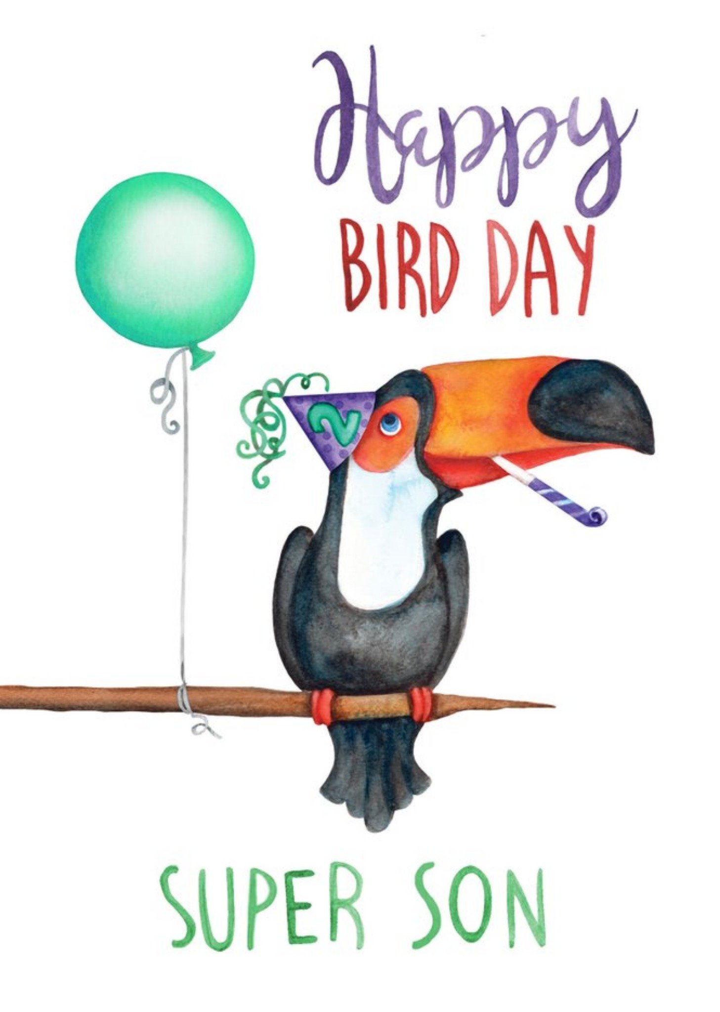 Cute Toucan Happy Bird Day Super Son Birthday Card Ecard