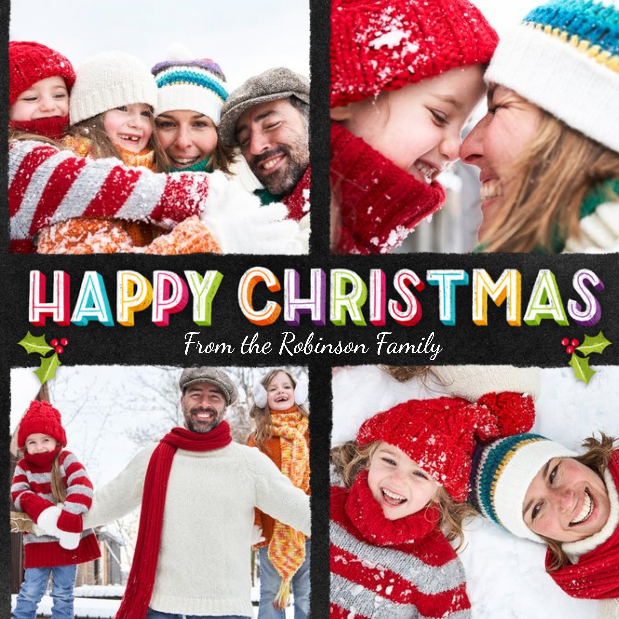 From The Family Personalised Christmas Photo Card, Square