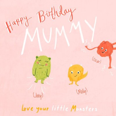 Katie Hickey Illustrations Funny Monster Kids Mum Birthday Card