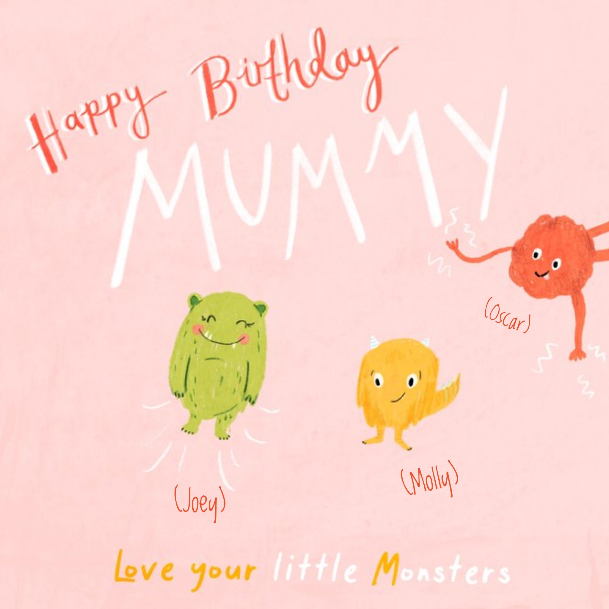 Moonpig Katie Hickey Illustrations Funny Monster Kids Mum Birthday Card, Large