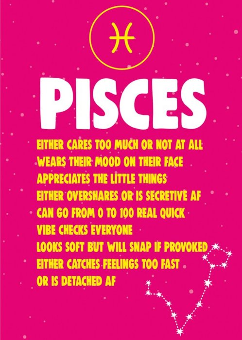Cheeky Chops Pisces Star Sign Birthday Card