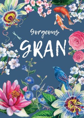Floral Gorgeous Gran Birthday Card