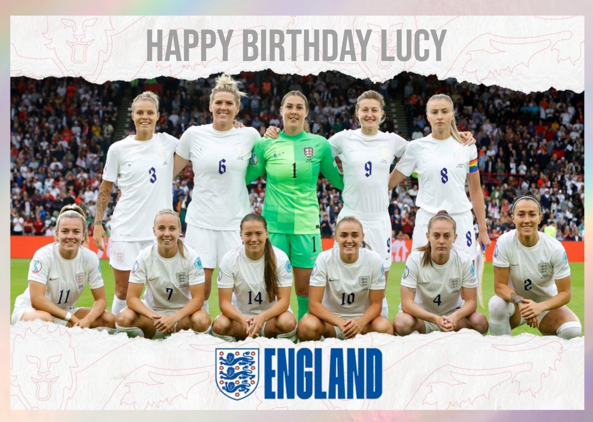 England Lionesses Football Team Photo 2022 Birthday Card Ecard