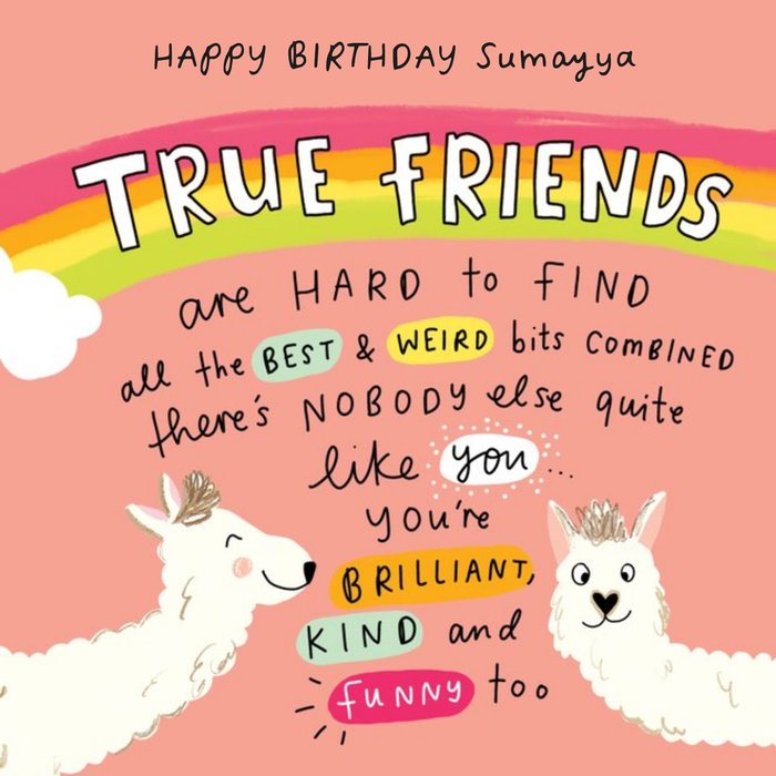 Emily Coxhead The Happy News Alpaca Llama True Friend Best Friends Birthday card