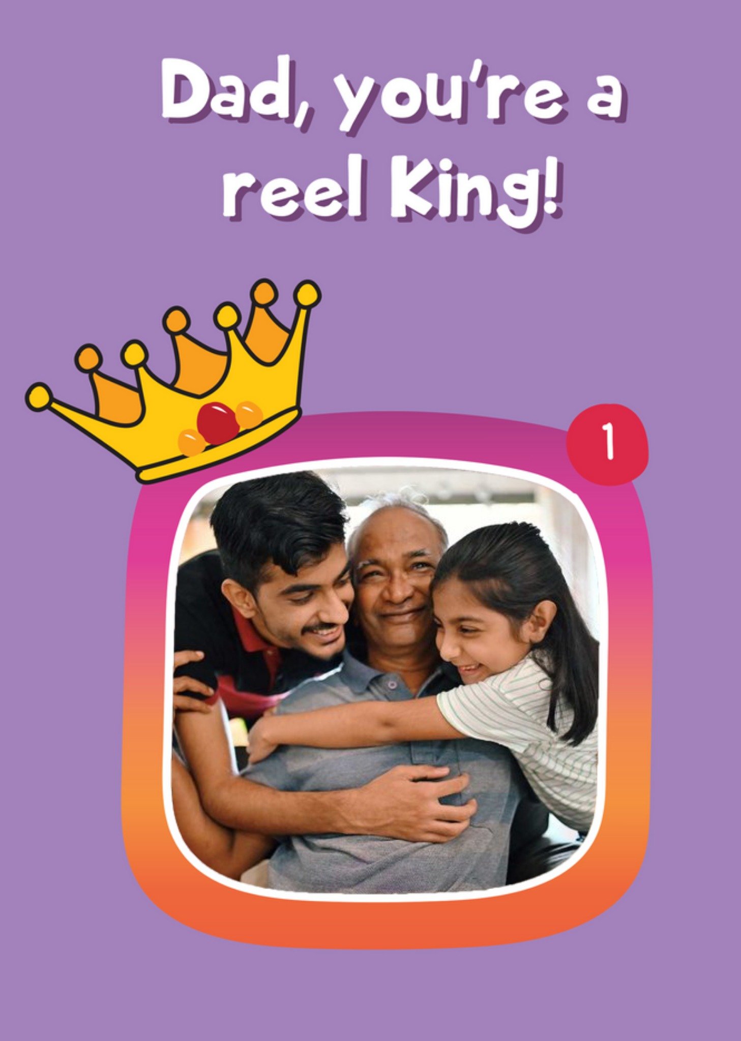 Illustration Of A Social Media Icon With A Crown Above Photo Upload Father's Day Card Ecard