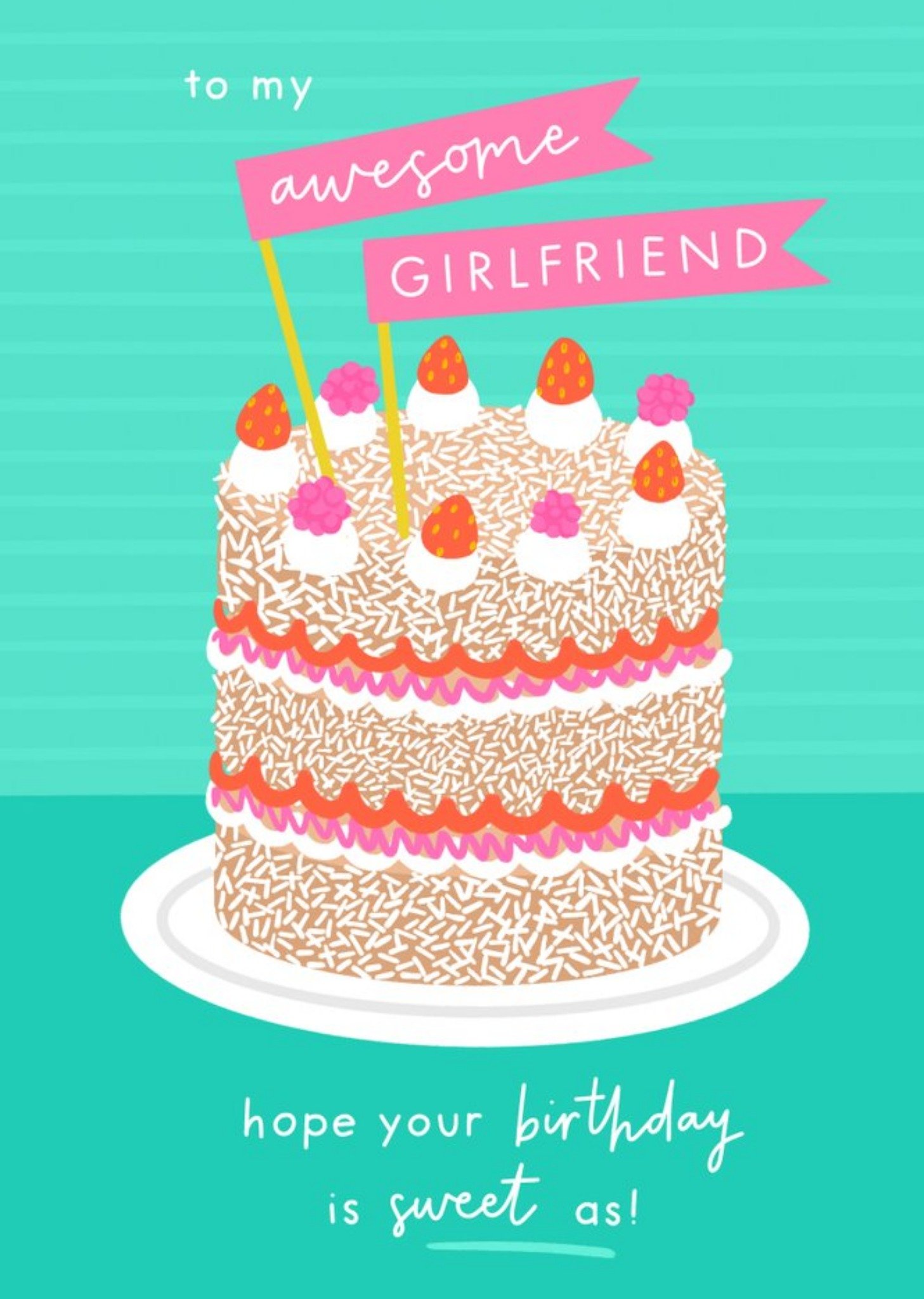 Moonpig Sorcha Faulkner Cake Sweet Girlfriend Birthday Card, Large