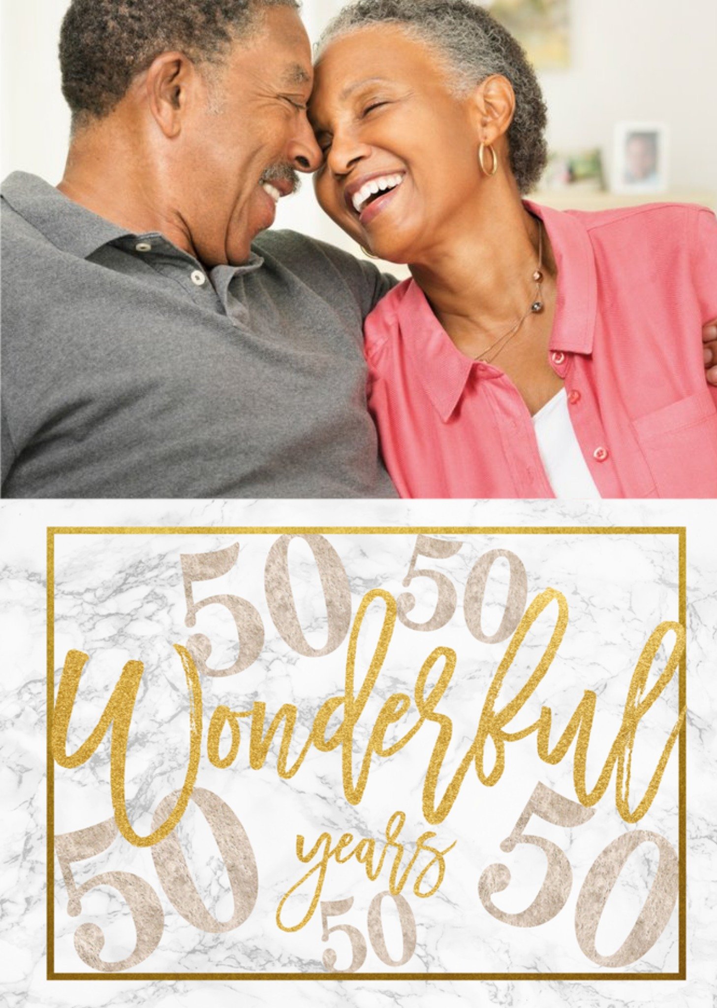 Gold Glitter Our 50th Anniversary Photo Upload Card Ecard