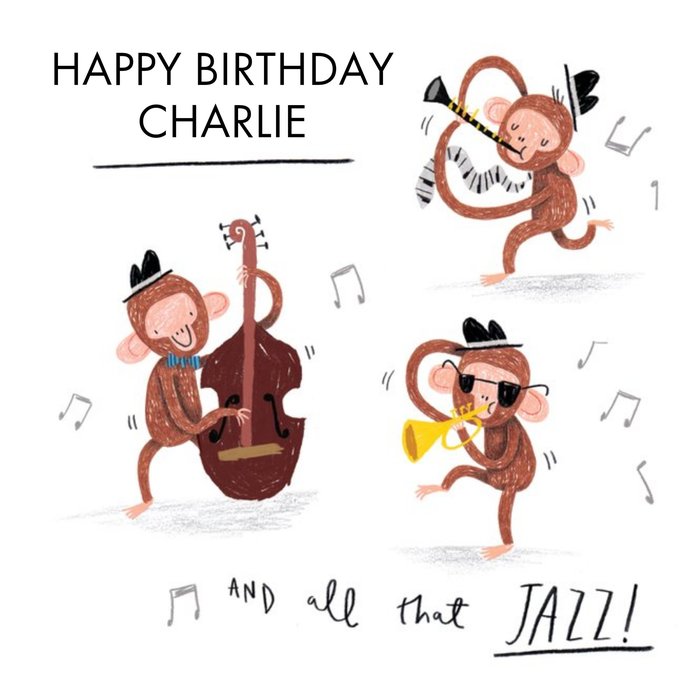 All That Jazz Three Monkeys Personalised Card