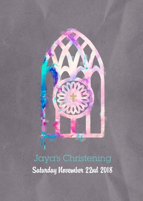 Tie-Dye Watercolour Personalised Christening Invitation