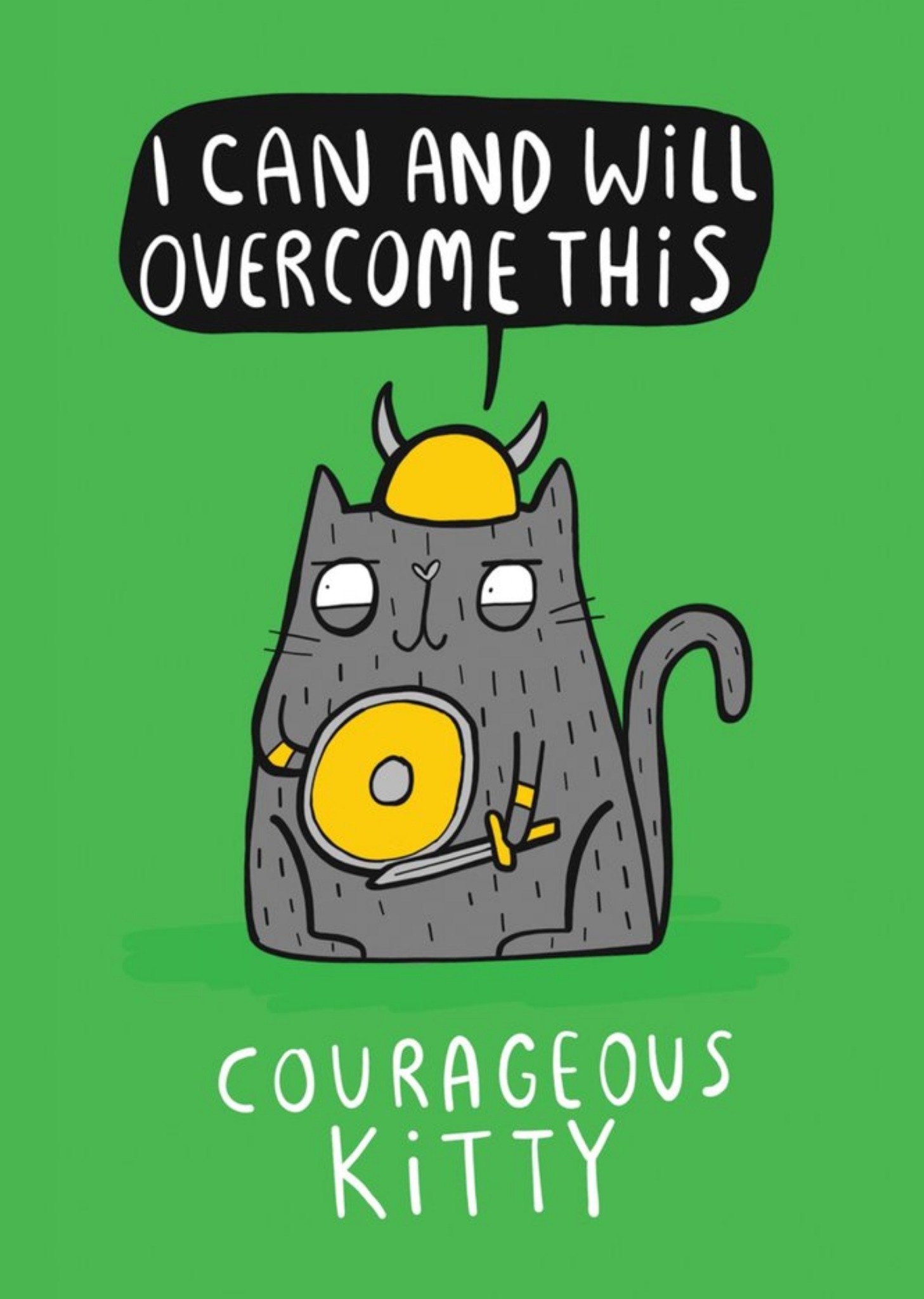Moonpig Cat Warrior Mental Health Self Care I Can And Will Overcome This Courageous Kitty Thinking O