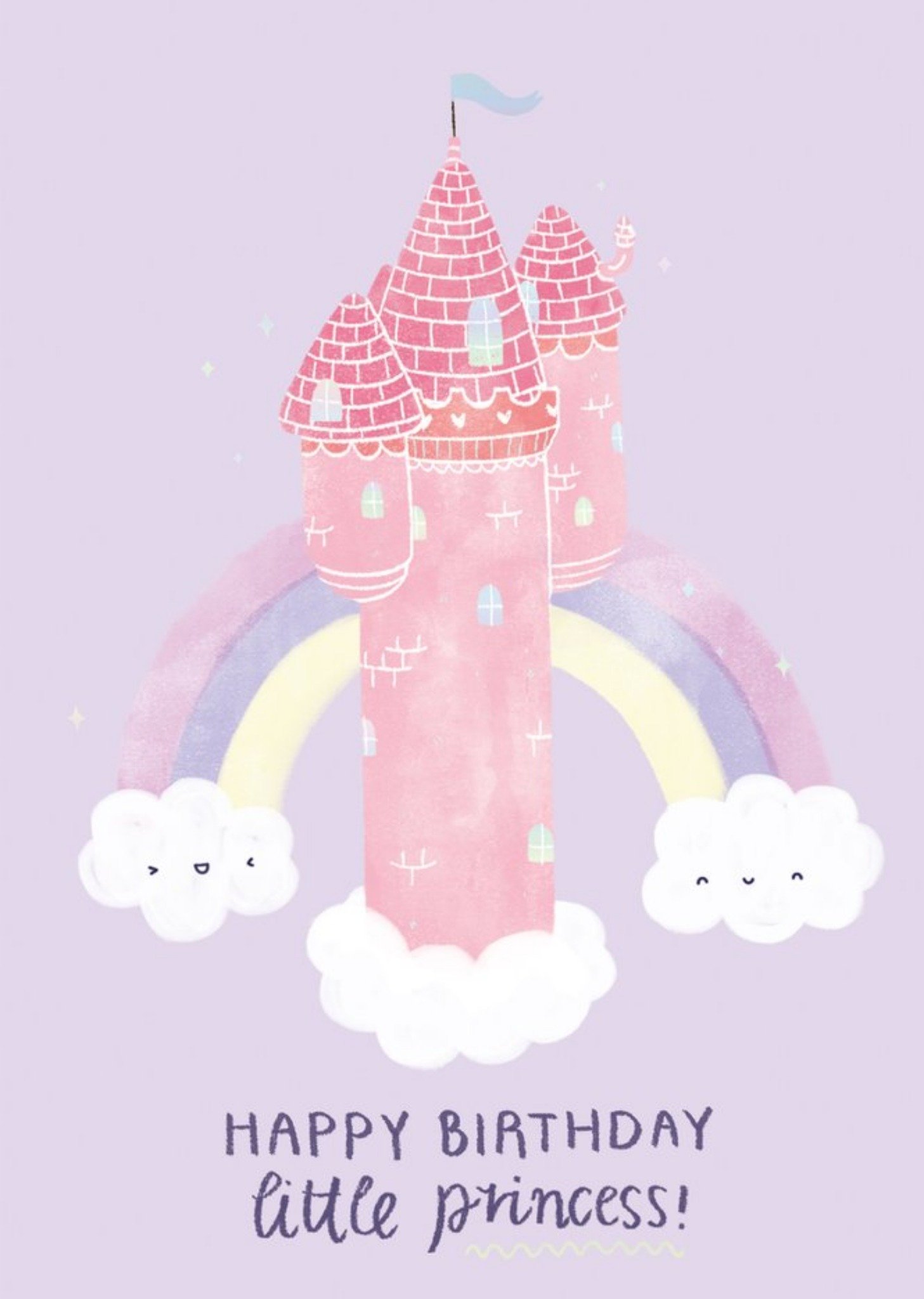 Cute Pink Castle Little Princess Birthday Card Ecard