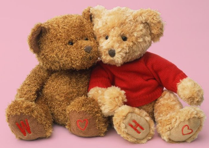 Teddy Bear Couple With Personalised Initials Valentine's Day Card