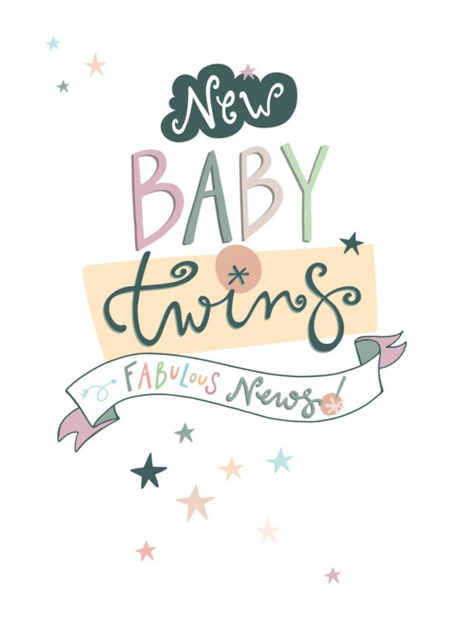 New Baby Twins Fabulous News Card Ecard