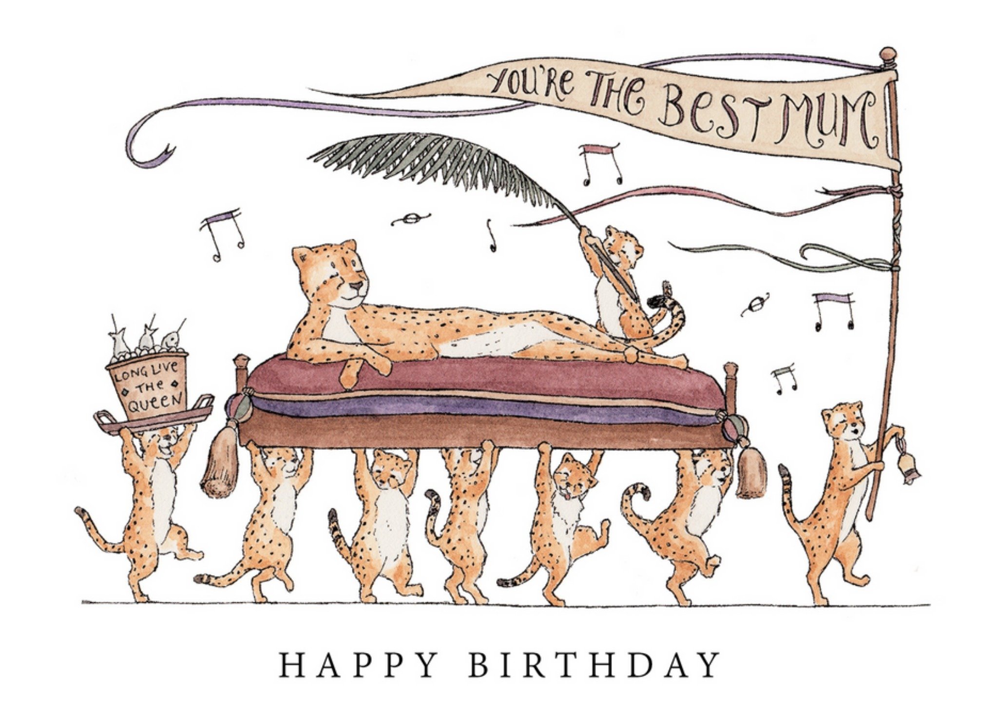 You're The Best Mum Cheetah Illustration Birthday Card Ecard