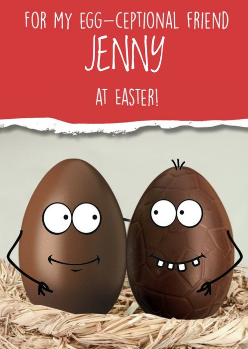 Funny Egg-Ceptional Friend Easter Card - Chocolate Egg