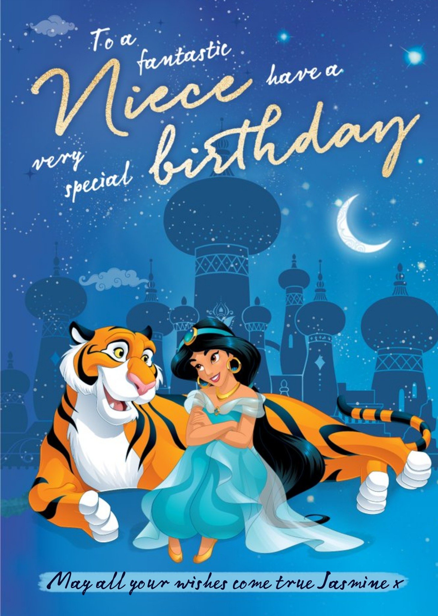 Disney Aladdin Birthday Card - Jasmine - To A Fantastic Niece Birthday Card Ecard