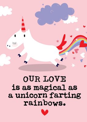 Cute And Funny Unicorn Farting Rainbows Valentine's Day Card