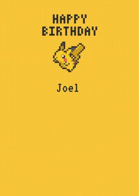 Danilo Pokemon Pikachu Pixalated Happy Birthday Card