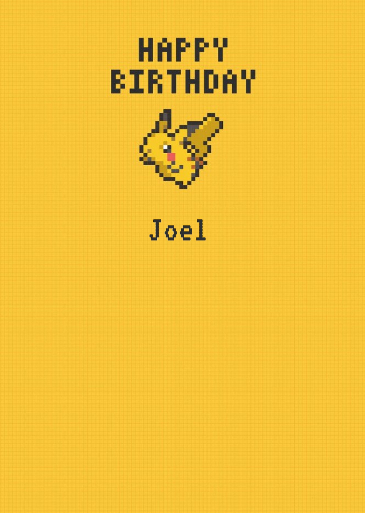 Danilo Pokemon Pikachu Pixalated Happy Birthday Card, Large
