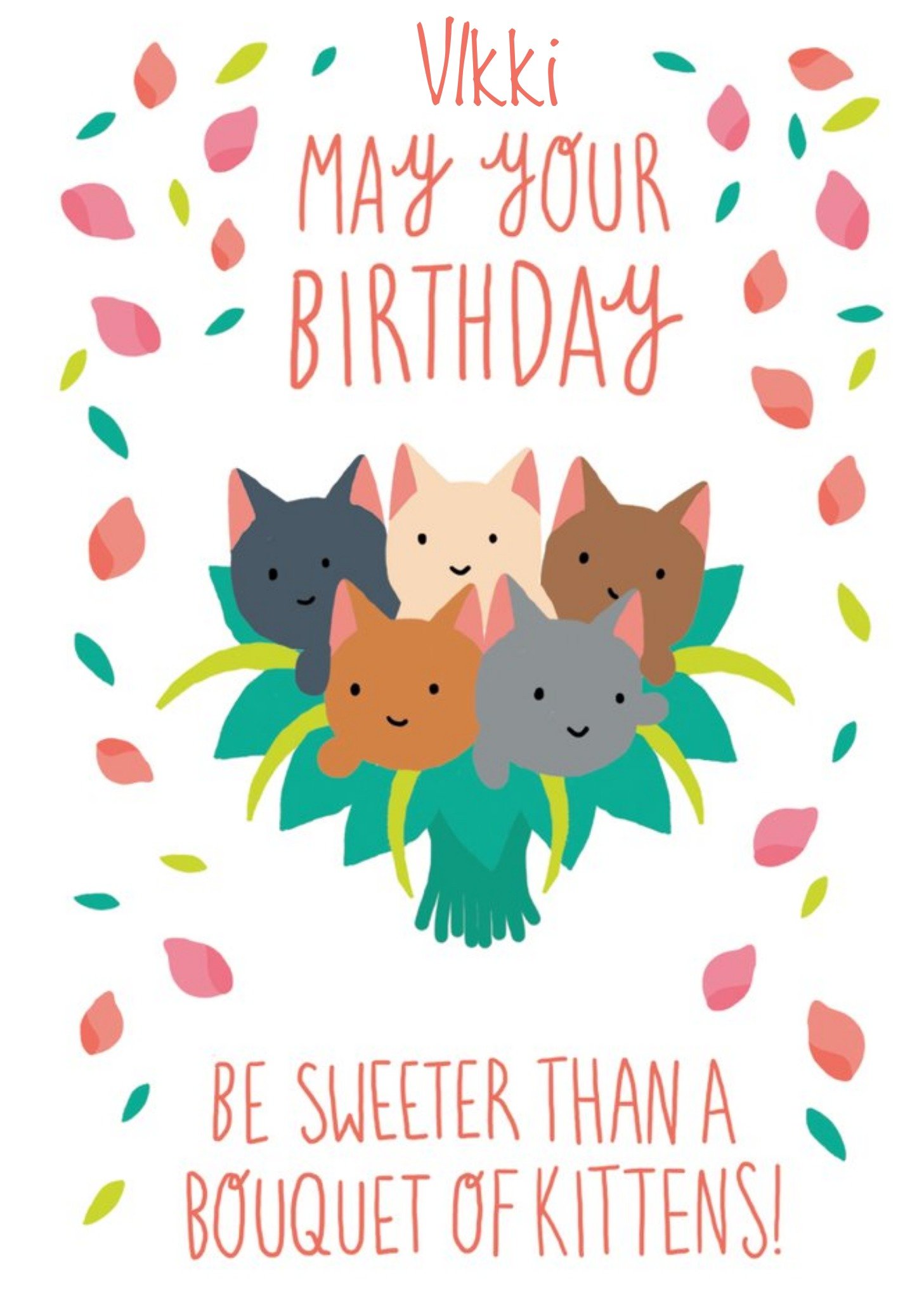 Moonpig Funny Birthday Card - A Bouquet Of Kittens, Large
