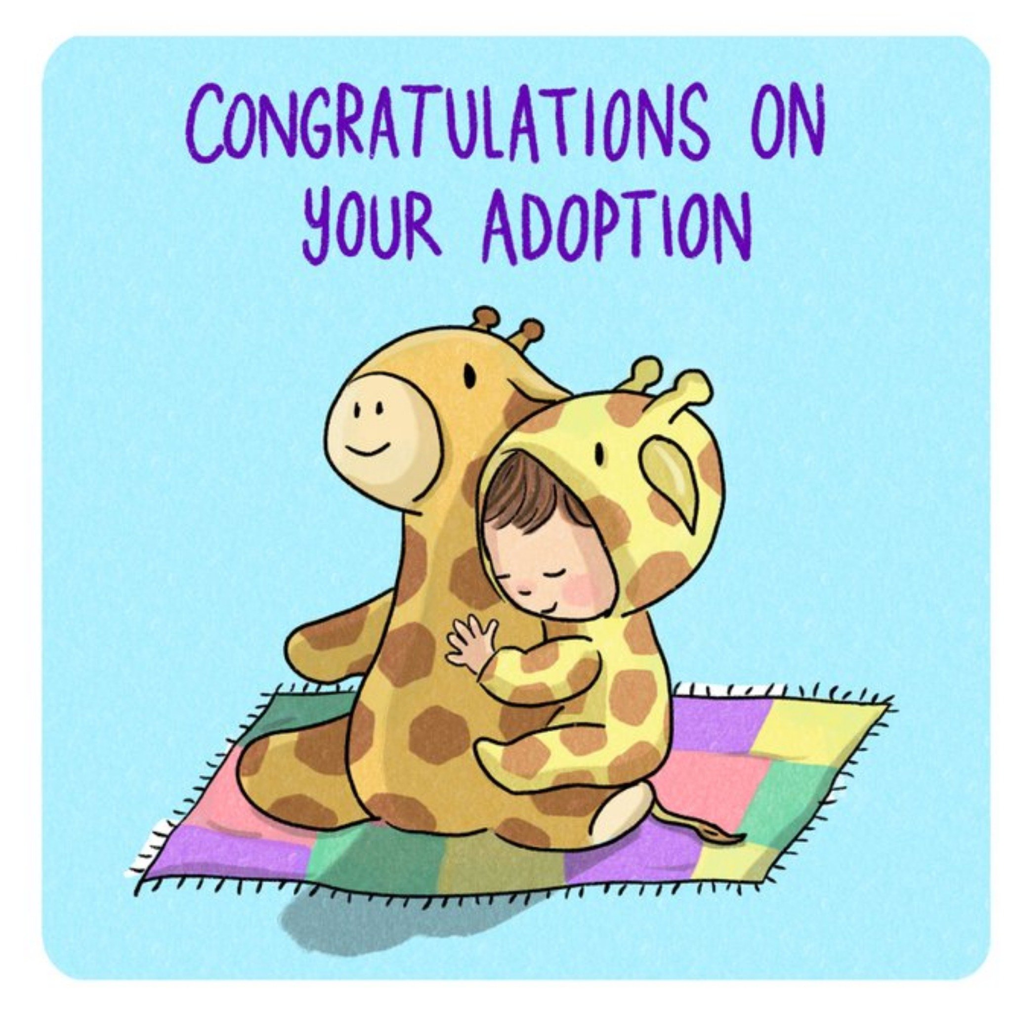 Cake And Crayons Cute Illustrated Adoption Card, Square