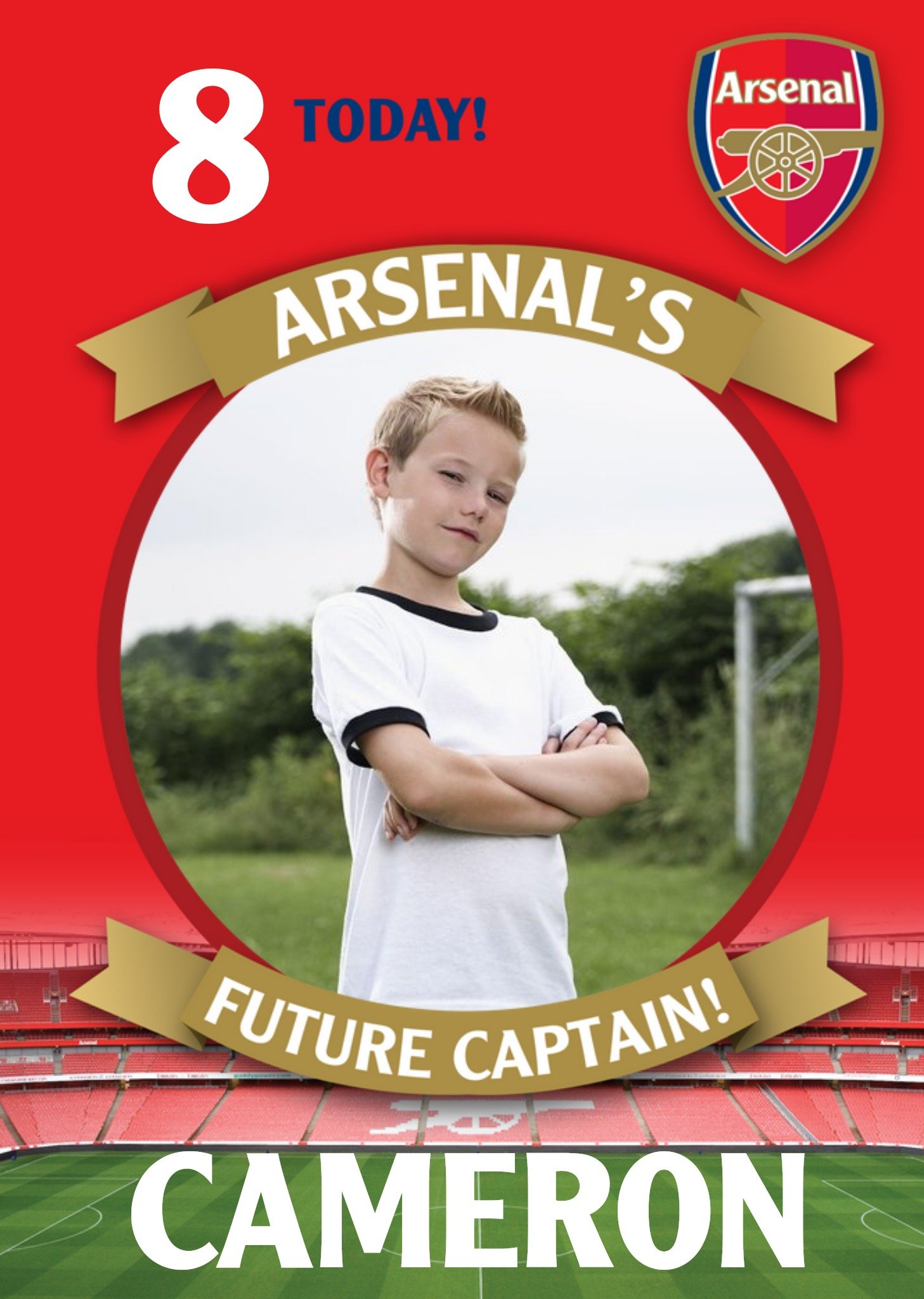 Arsenal Fc Birthday Card - 8 Today Arsenal's Future Captain, Large