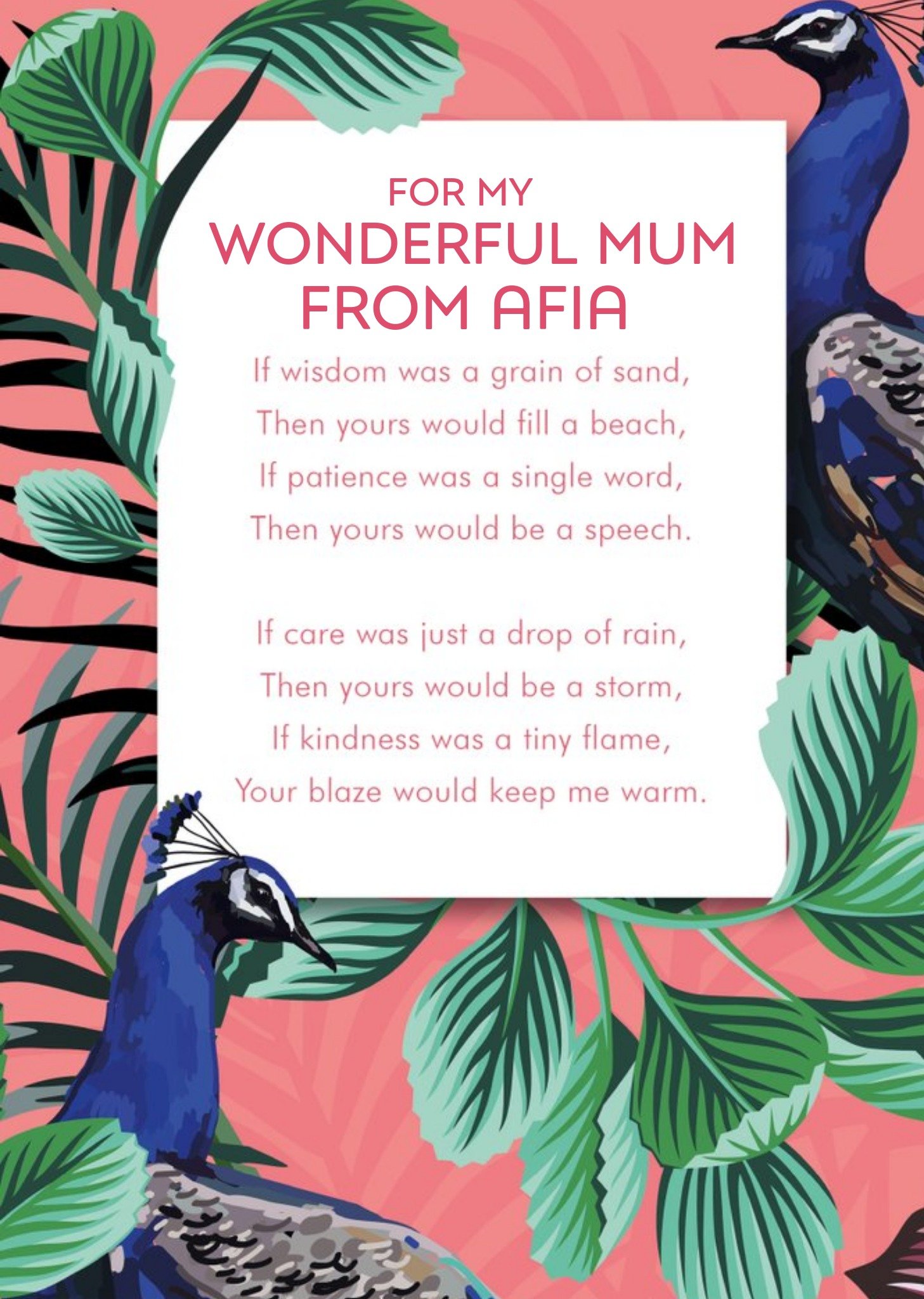 Moonpig Wonderful Mum Floral Verse Card Ecard