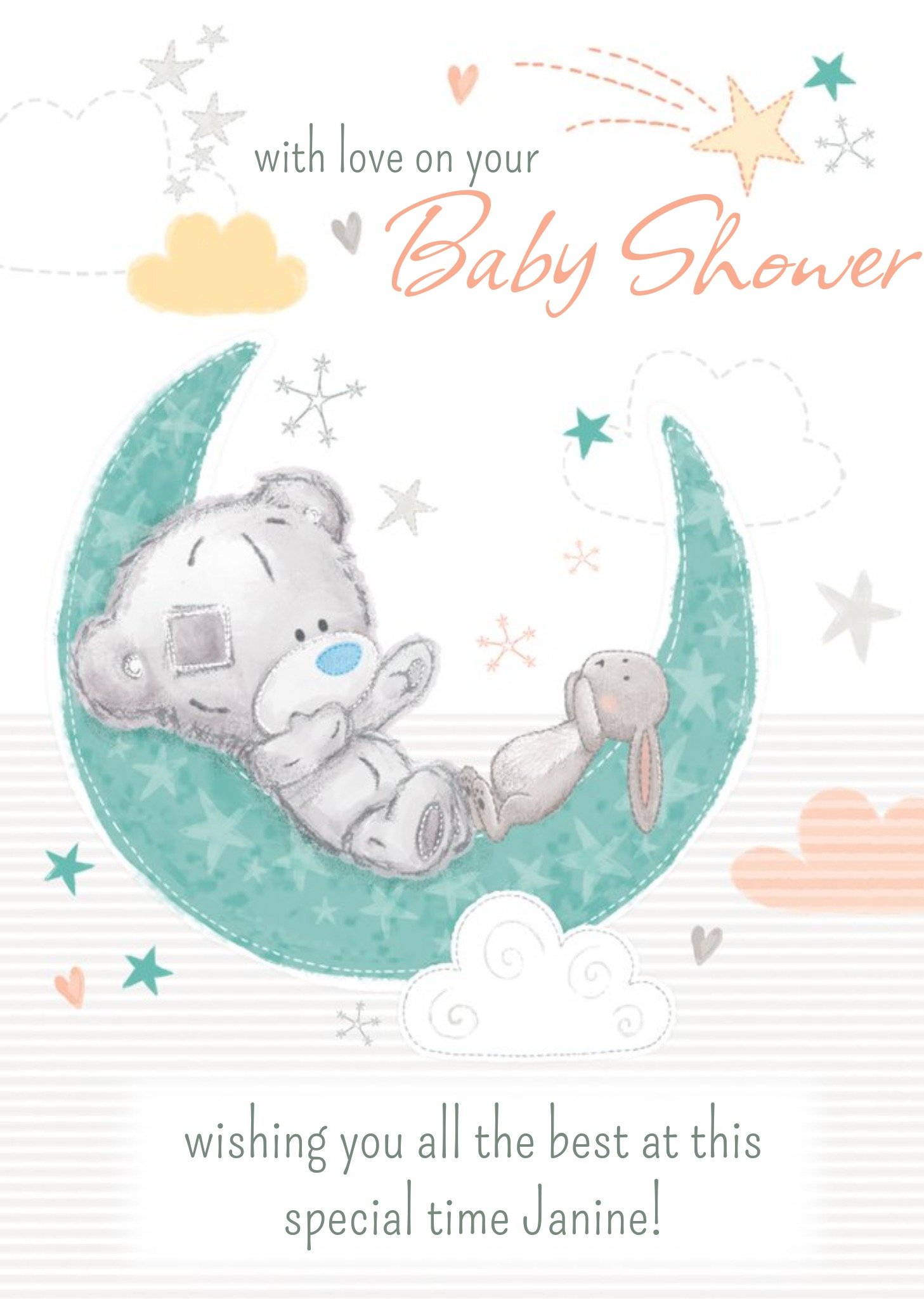 Tiny Tatty Teddy Tatty Teddy Best Wishes Baby Shower Card, Large