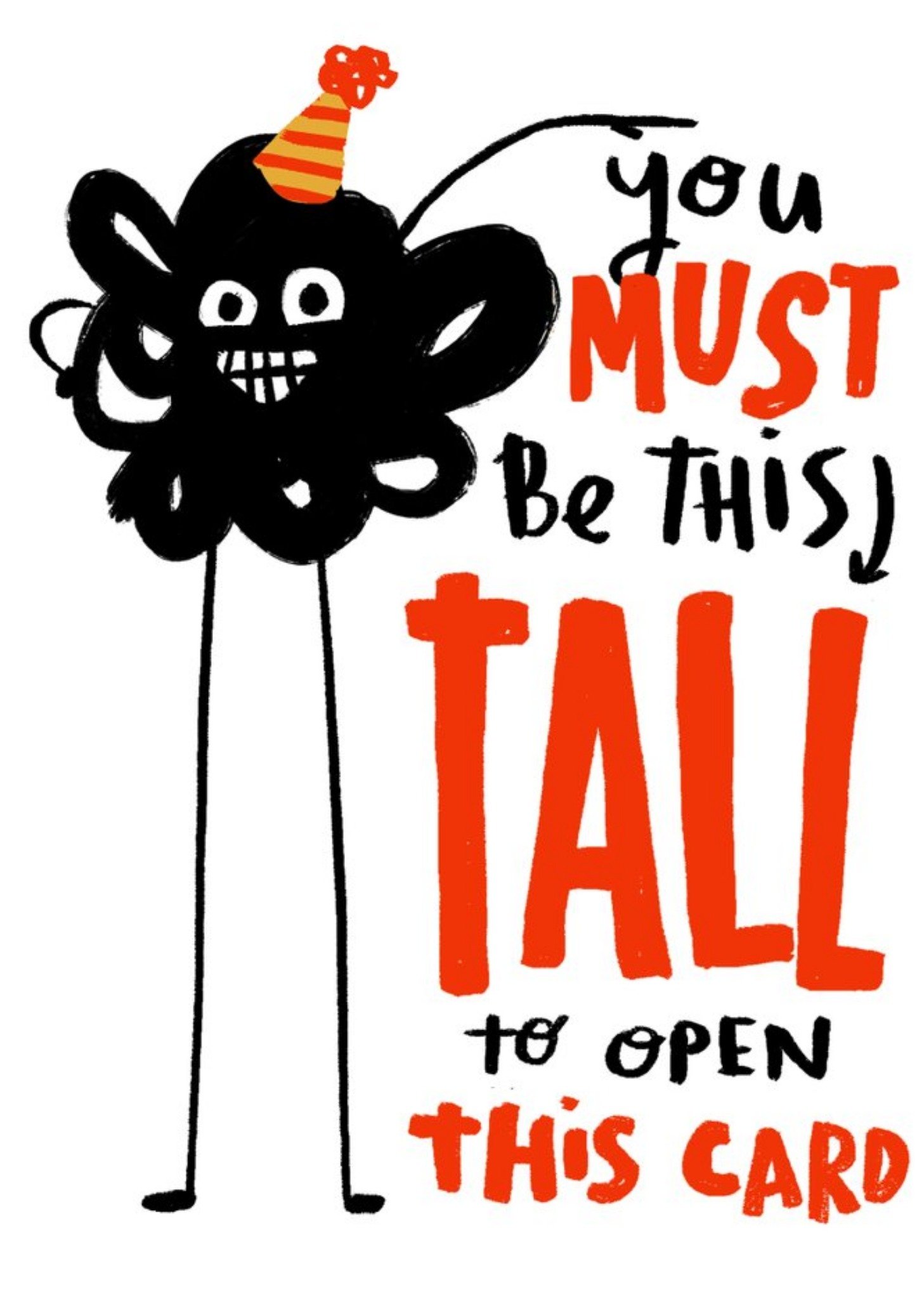 Chaotika Bright Fun Scribble Monster You Must Be This Tall To Open This Card Ecard