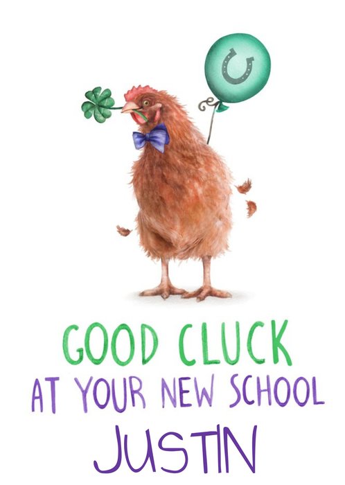 Chicken Pun Good Cluck New School Card