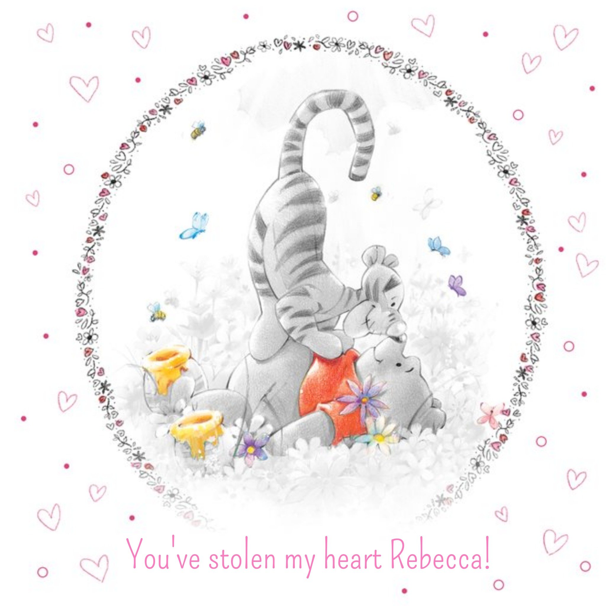 Disney Winnie The Pooh Stolen My Heart Personalised Card, Square