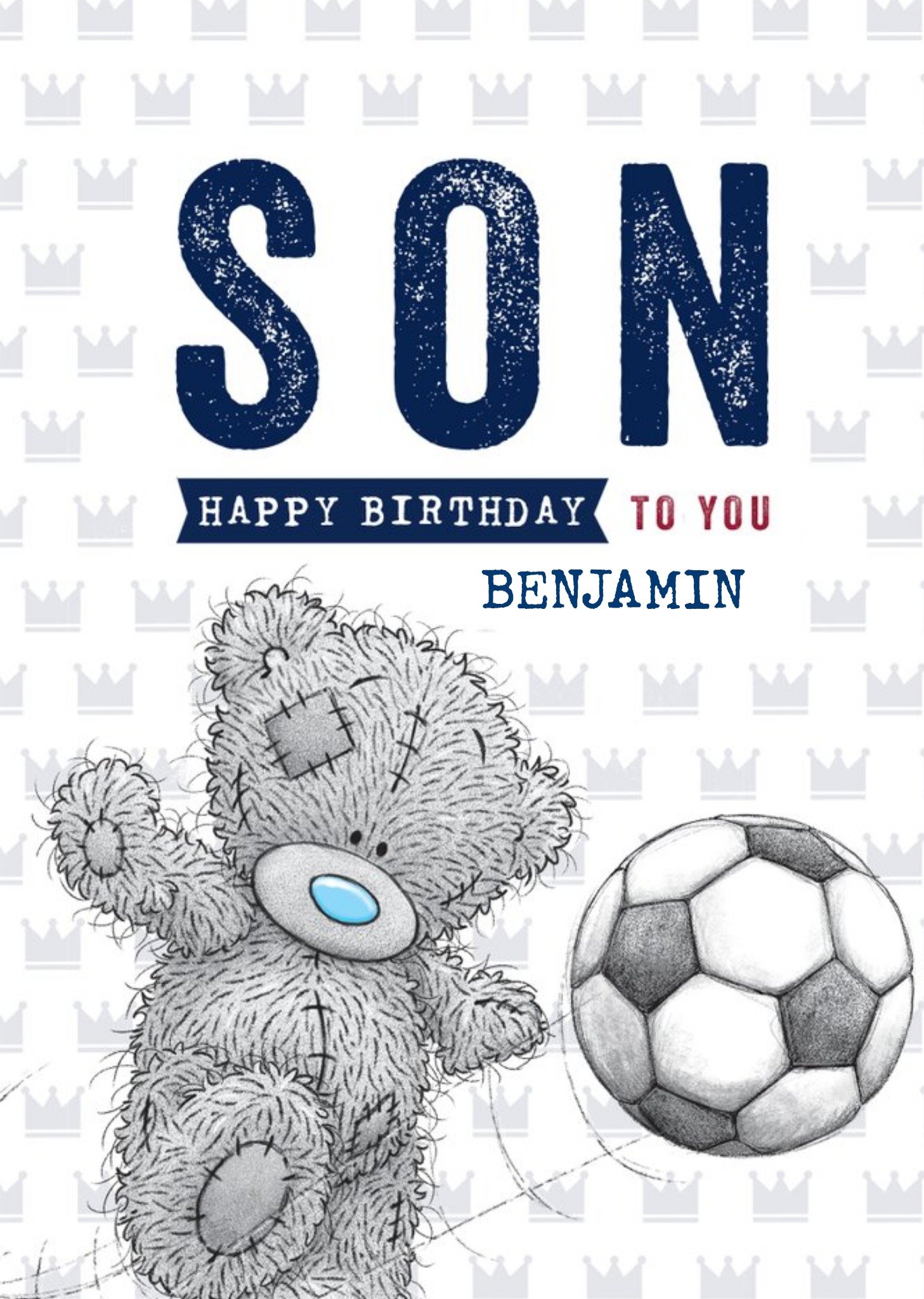 Me To You Cute Tatty Teddy Card - Happy Birthday Son - Football Ecard