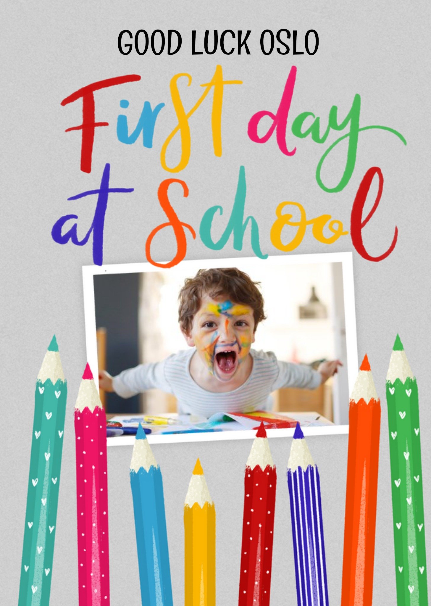 Okey Dokey Design Illustrated First Day At School Card Ecard