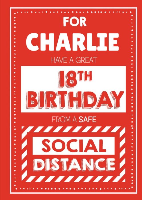 Jam and Toast Have A Great 18th Brirthday From A Safe Social Distance Card