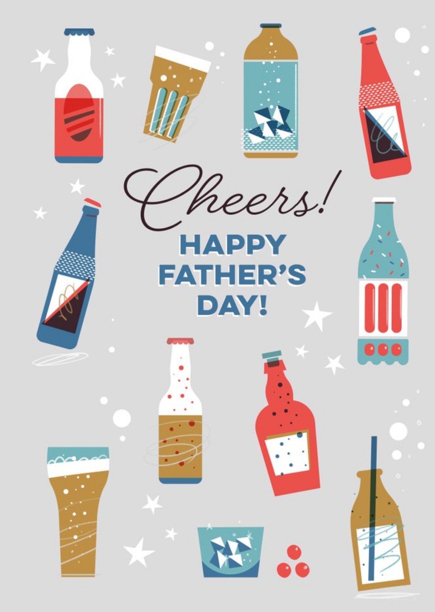 Beer Illustration Cheers Happy Father's Day Card Ecard