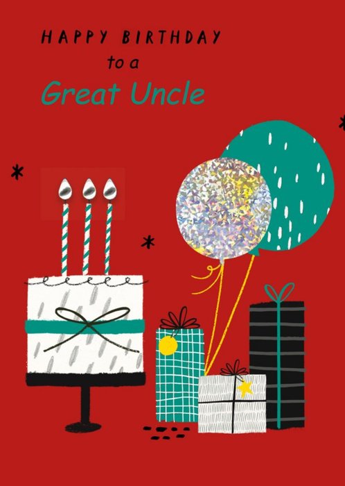 UK Greetings Carlton Cards Balloons Birthday Cake Uncle Card