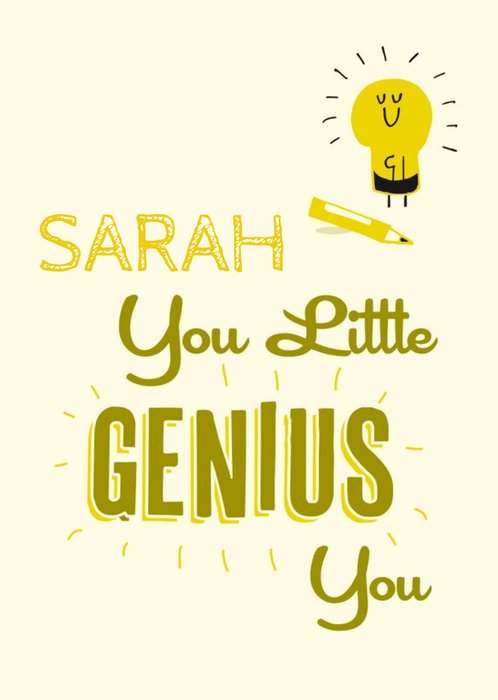 You Little Genius You Lightbulb Personalised Congratulations You Passed Card