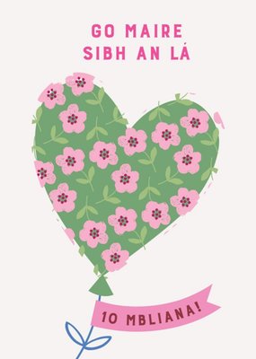 Natalie Alex Designs Illustrated Floral Balloon 10th Anniversary Irish Card