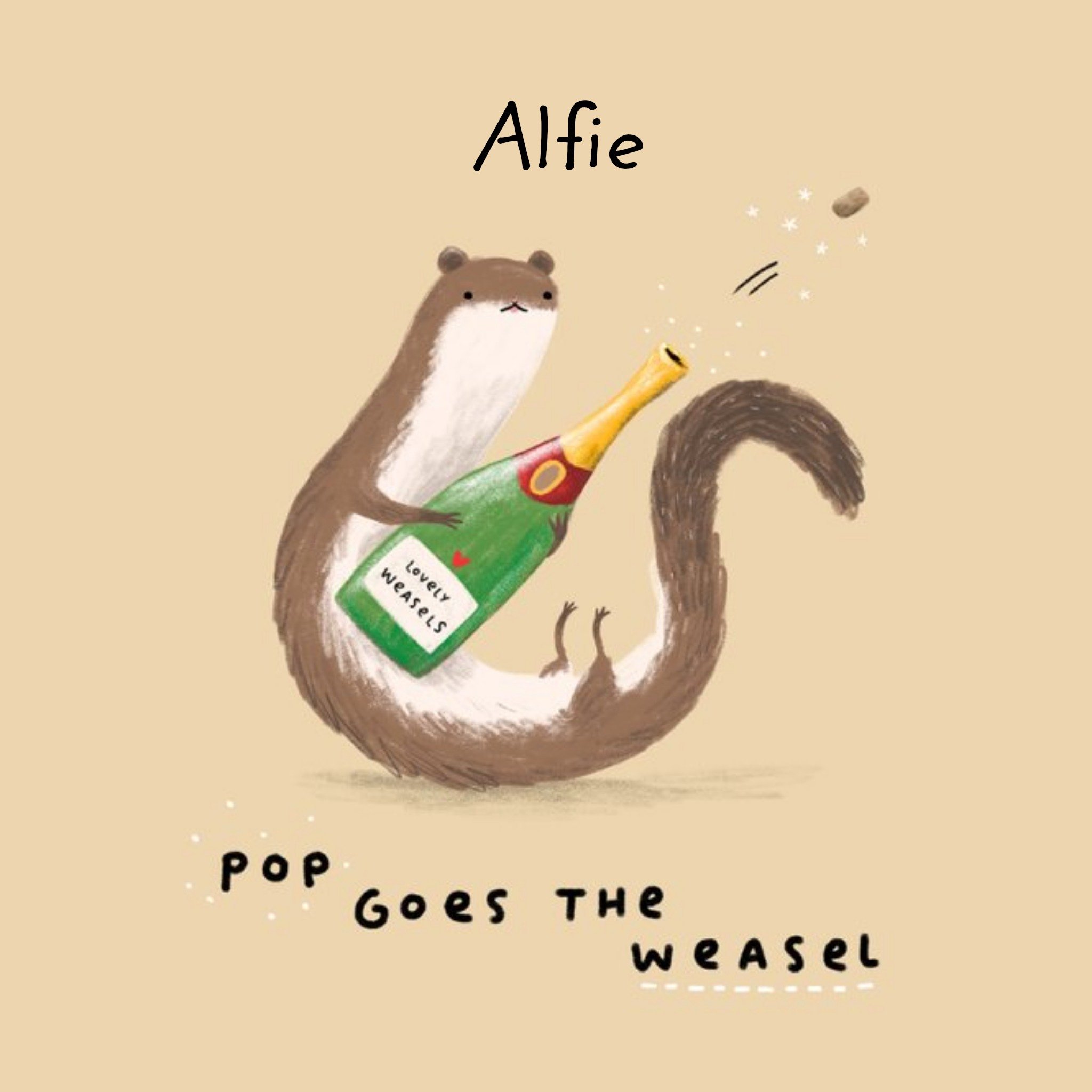 Moonpig Cute Birthday Card - Pop Goes The Weasel, Square