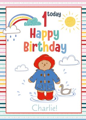 Paddington Bear Fun Multicoloured One Today Birthday Card