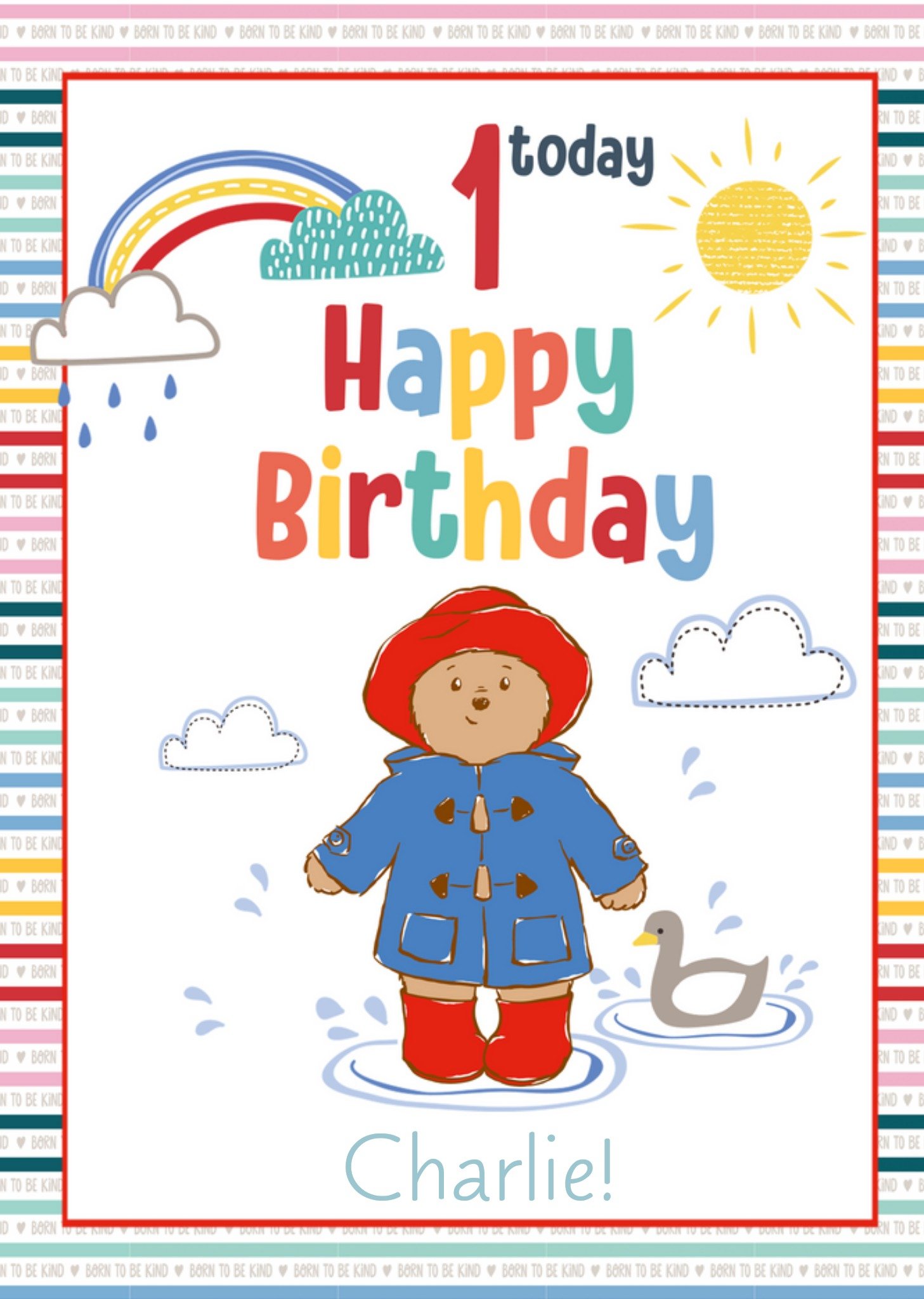 Paddington Bear Fun Multicoloured One Today Birthday Card, Large