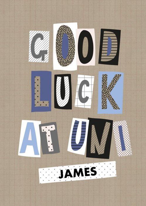 Word Up Good Luck At Uni Personalised Text Card