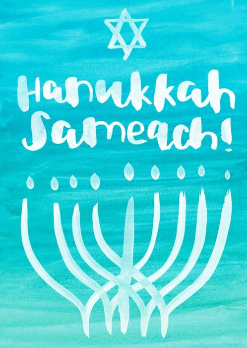 Watercolour Menorah Hanukkah Sameach Card