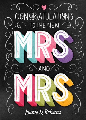 Wedding day Card Congratulations to the new Mrs and Mrs