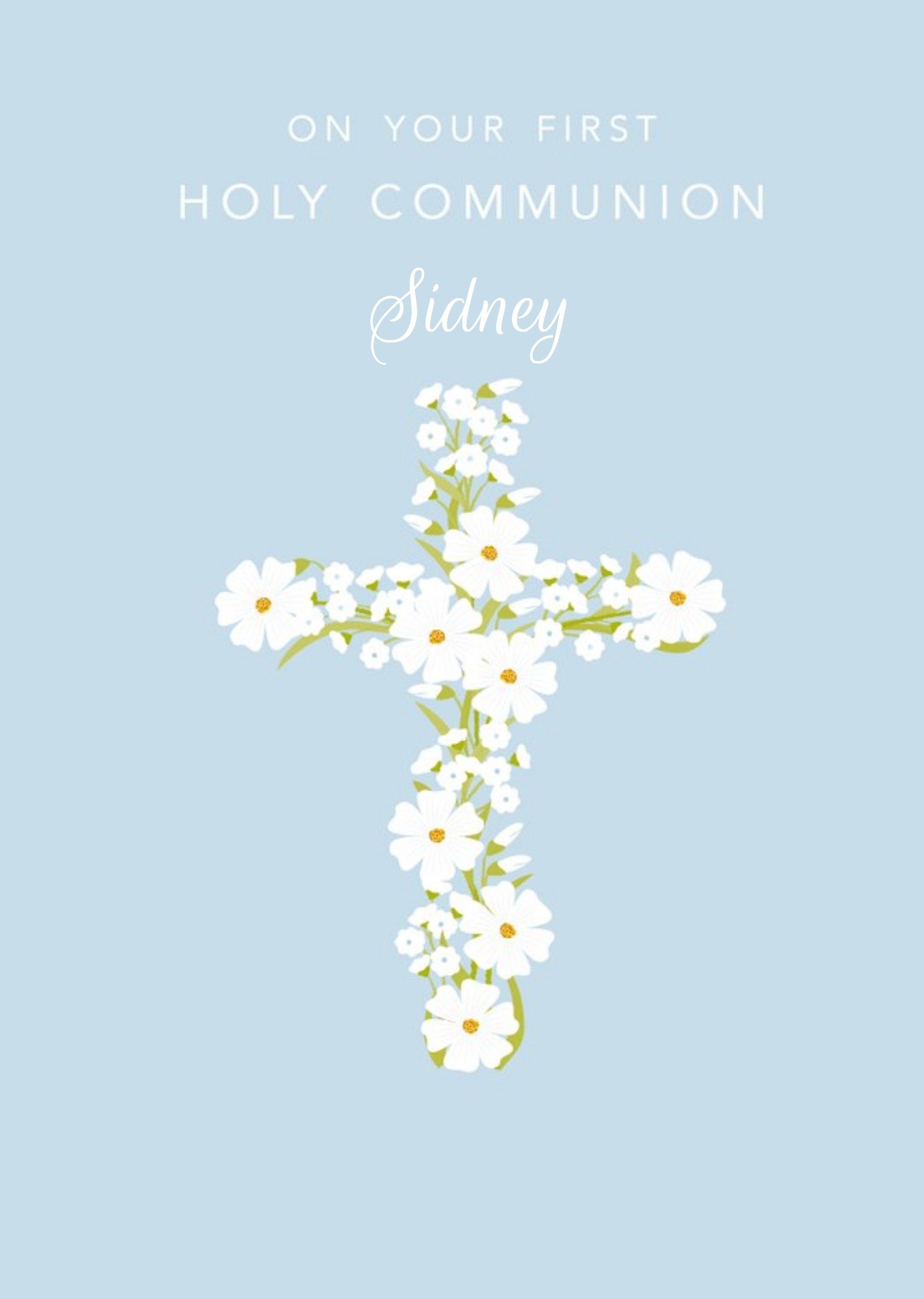 Moonpig Klara Hawkins Cross Floral Holy Communion Card, Large