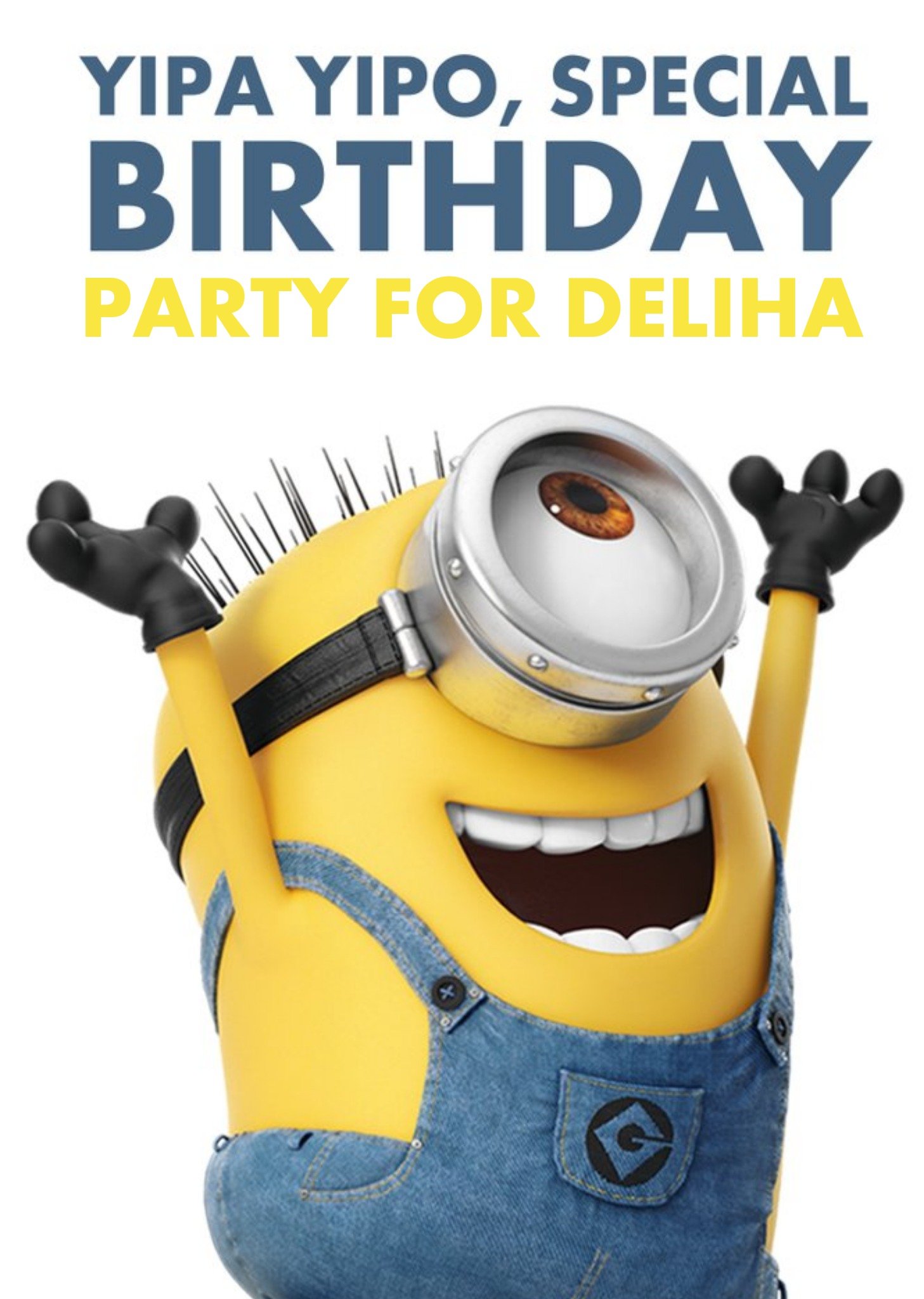 Despicable Me The Minions Yipa Yipo Personalised Birthday Party Invitation, Standard Card