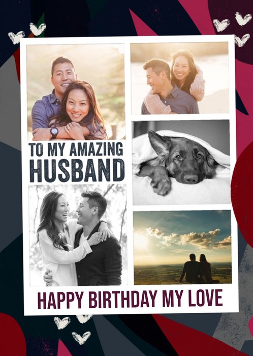 Graphic Tropical Husband Photo Upload To My Amazing Husband Birthday Card